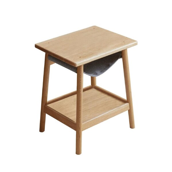 MIUZ 2x Oakwood Small Side End Table for Living Room Bedroom Decor with Magazine Holder