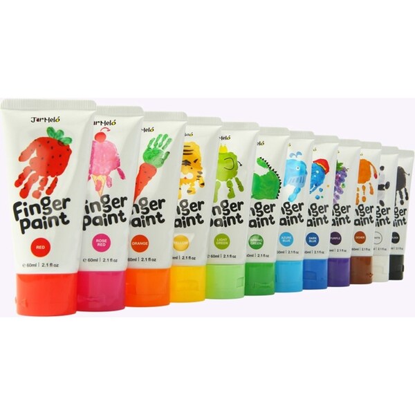 12pc Jarmelo Finger Paint For Kids Washable Safe Children Colouring Craft Kit 2+