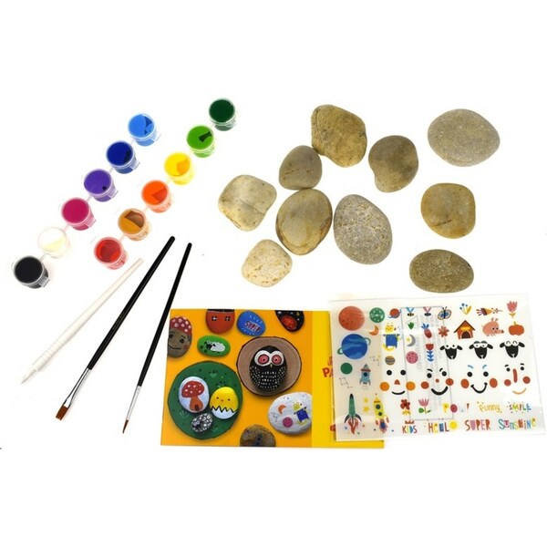 Jarmelo Painting Rocks Kids/Children DIY Painting Craft Colouring Kit w/Brush 3+