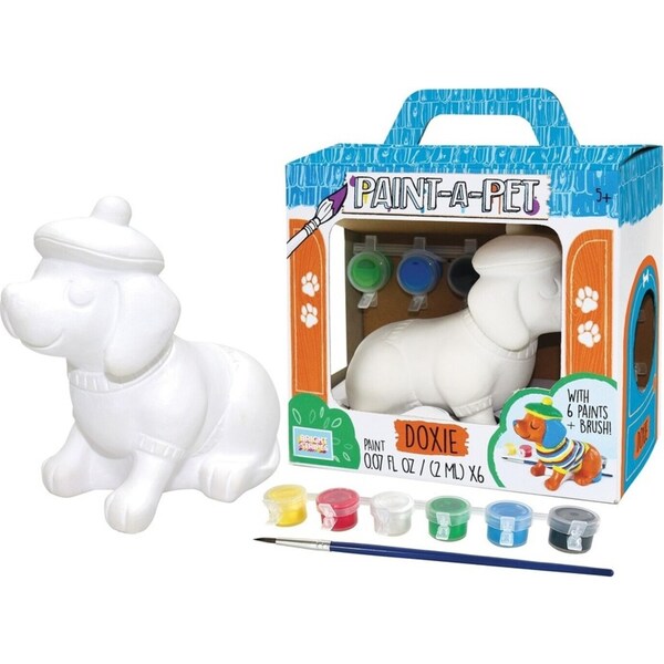 Kaper Kidz Paint A Pet Kids/Children Ceramic Doxie Dachshund Craft Paint Kit 5+