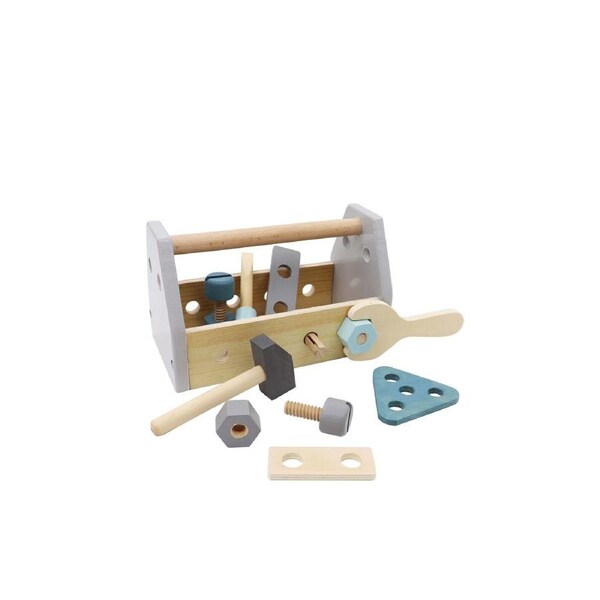 Kaper Kidz Toddler Calm & Breezy Wooden Hammer/Bolts Toolbox 20.5x13cm Toy 18m+
