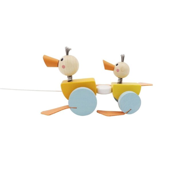 Kaper Kidz Wooden Pull Along Ducks Baby/Toddler Fun Toy w/Quacking Noise 18m+
