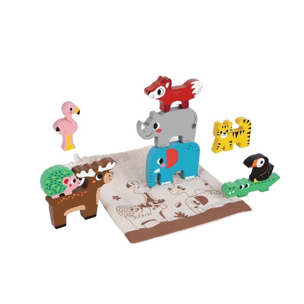 Tooky Toy Wooden Stacking Animals Blocks Elephant/Fox/Crocodile Baby Toy 18m+