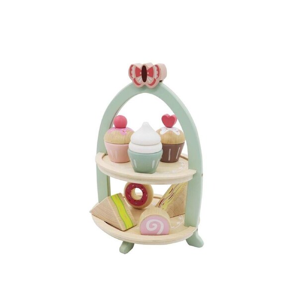 Kaper Kidz Kids/Children Wooden High Tea Stand Pretend Play Playset 20x26cm 3+