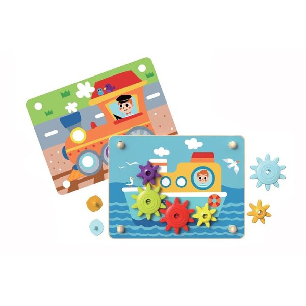 Tooky Toy Gear Game Double Sided Pictures Kids Educational Mechanical Toy 18m+