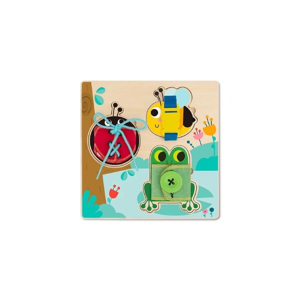 Tooky Toy Basic Skills Lacing Kids/Children Buttons Wooden Puzzle Board 3+