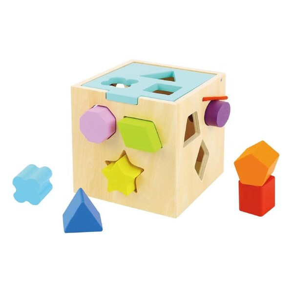 12pc Tooky Toy 12m+ Baby Shape Sorter Wooden Blocks Education/Learning Toy 12m+