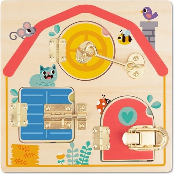 Tooky Toy Kids/Children's Latches Activity Wooden Educational Puzzle Board 3+