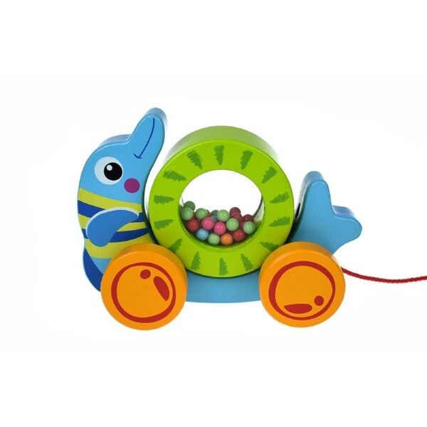 Tooky Toys Pull Along Rolling Dolphin With Beads Children's/Toddler's Toy 12m+