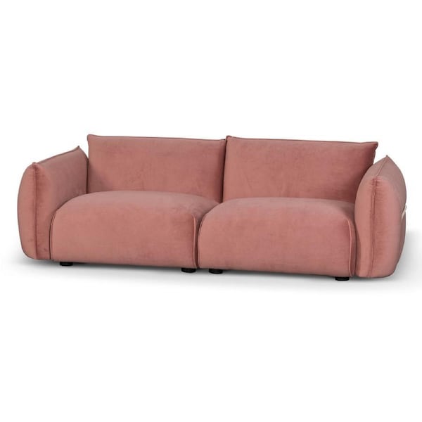 Ferrell 3 Seater Sofa - Blush Pink With Brass Frame