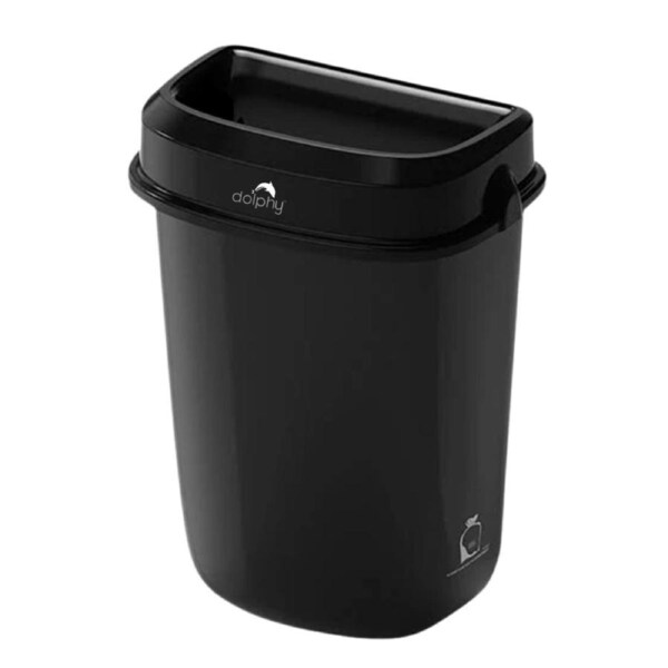 Dolphy Plaza Waste Bin 32L - Black Polypropylene Rubbish Bin with Leak-Proof Design, Wall Mountable or Freestanding