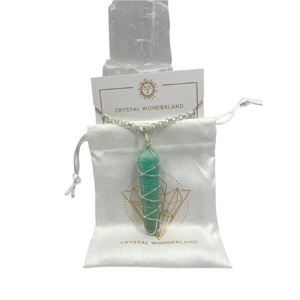 Double Terminated Amazonite Silver Pendant