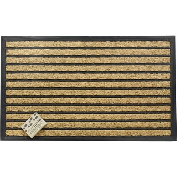 Rubber & Coir Ribbed Heavy Duty Doormat Front Door Mat Floor - 45cm x 75cm