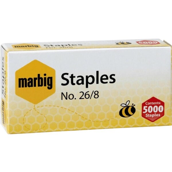 Marbig Staples 26/8 Box 5000 10 Pack Bulk