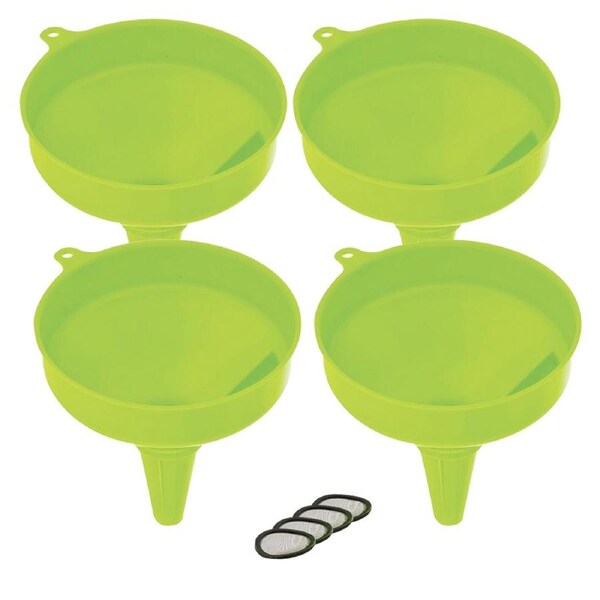 4PK Hulk 4x4 Heavy Duty Plastic Liquid/Fuel Funnel w/Attachable Filter 200x211mm