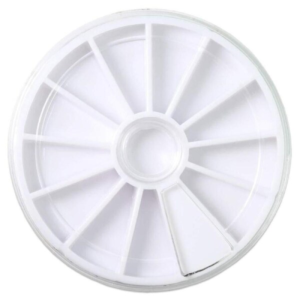 Empty Diamond Rhinestone Round Wheel Nail Box Gem Jewellery Glitter 12 Spaces