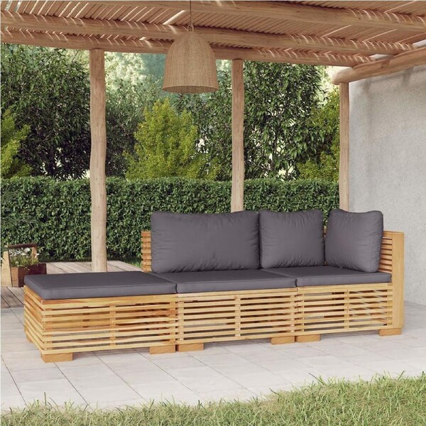 3 Piece Garden Lounge Set with Cushions Solid Wood Teak vidaXL
