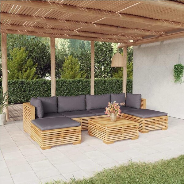 7 Piece Garden Lounge Set with Cushions Solid Teak Wood vidaXL
