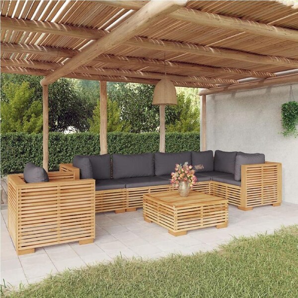 7 Piece Garden Lounge Set with Cushions Solid Wood Teak vidaXL
