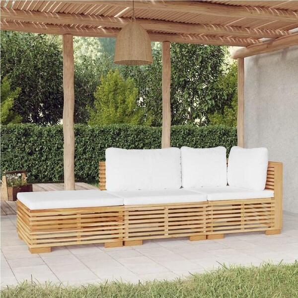 3 Piece Garden Lounge Set with Cushions Solid Wood Teak vidaXL