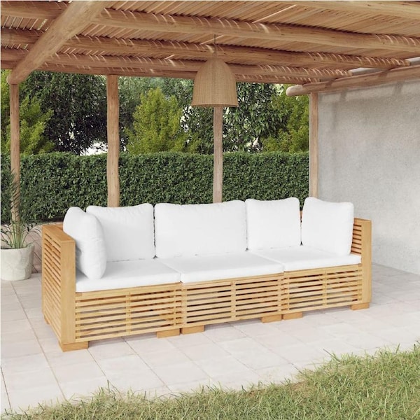 3 Piece Garden Lounge Set with Cushions Solid Wood Teak vidaXL