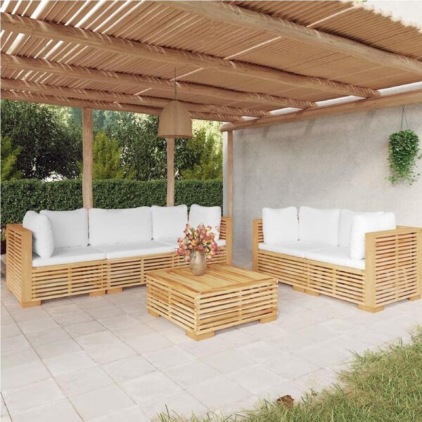 6 Piece Garden Lounge Set with Cushions Solid Wood Teak vidaXL
