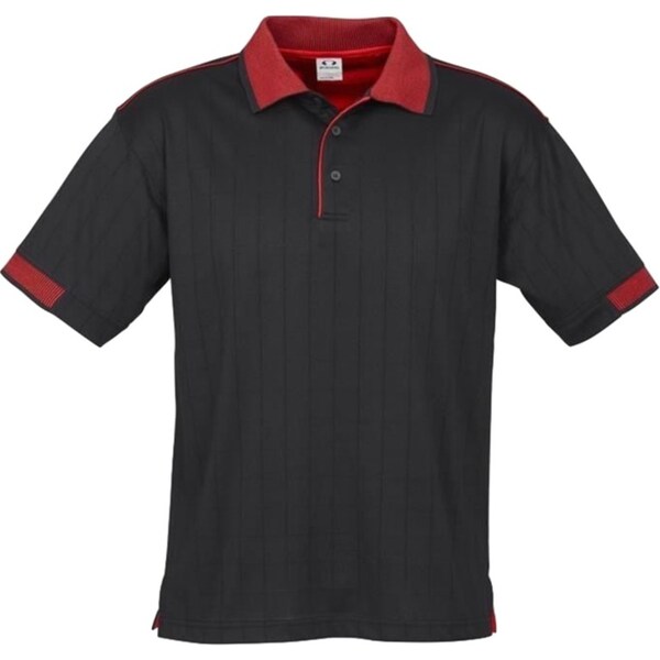 Mens Polo Shirt Top T Shirt Casual Cotton Blend Cool Dry - Black/Red - Small