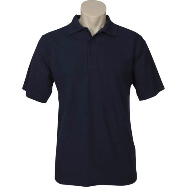 Mens Polo Top Shirt Casual Short Sleeve Pique Knit Basic T-Shirt - Navy Blue - S