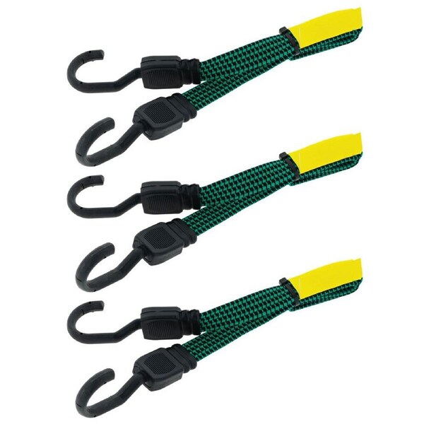 3PK Hulk 4x4 Heavy Duty Off-Road/Camp Stretch Fat/Flat Bungee Strap w/Hook 60cm