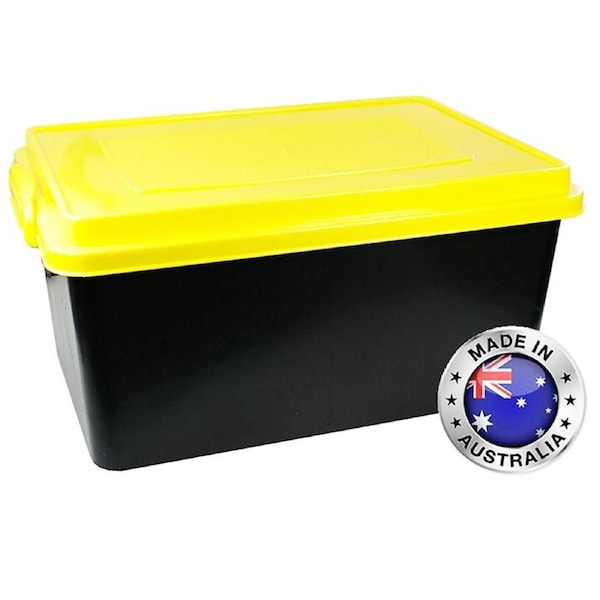 2 x Large Heavy Duty Storage Tubs 72L Container Tool Box W/ Lid Australia Made