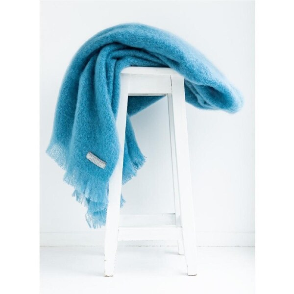 Masterweave Windermere Mohair Knee Wrap Throw Blanket-Denim