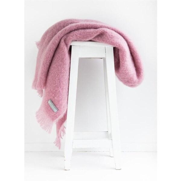 Masterweave Windermere Mohair Knee Wrap Throw Blanket-Peony