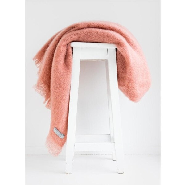 Masterweave Windermere Mohair Throw Rug Blanket-Rose Pink