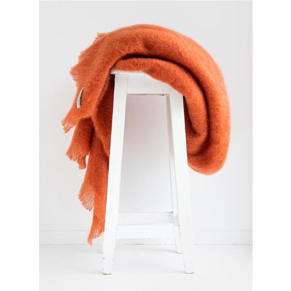 Masterweave Windermere Mohair Throw Rug Blanket -Terracotta