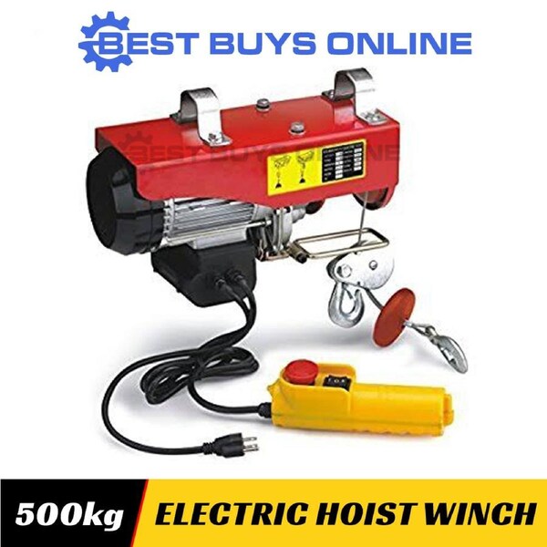 Electric Hoist Winch 250 500 kg Lift 1020W Cable Lifting Chain Remote Control