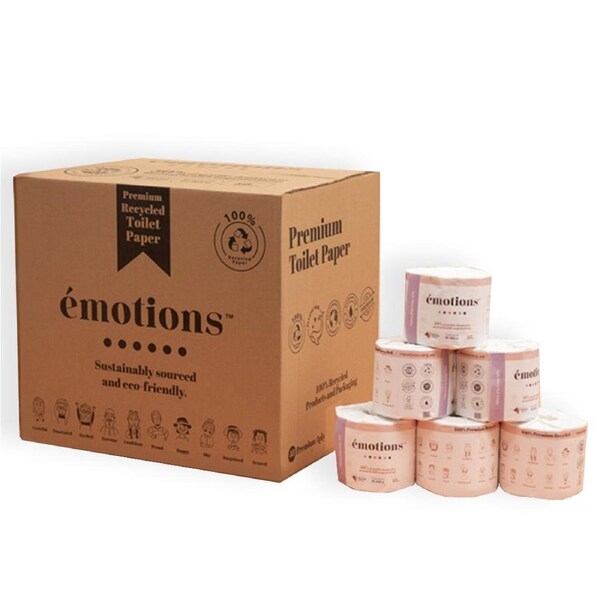 48PK Emotions Premium 100% Recycled Toilet Paper/Rolls 4ply 360 Sheets White