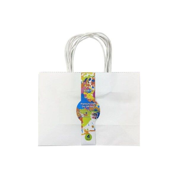 96Pcs Kraft Paper Gift Bags Shopping Carry Craft Bag W/ Handle White 25x18x10cm