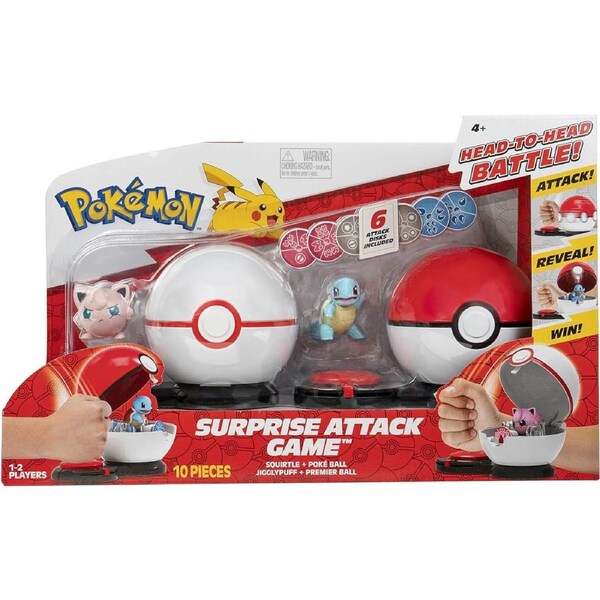 Pokemon Surprise Attack Game - Squirtle w/ Poké Ball vs. Jigglypuff #2 w/ Premier Ball,