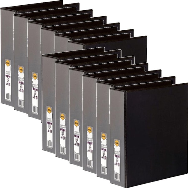 Marbig Clear View Insert Ring Binder 4D 50mm A4 Black 12 Pack