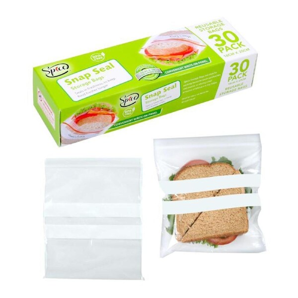 150pcs Snap Seal Storage Bags Sandwich Food Kitchen Zipper Plastic Lunch Packing