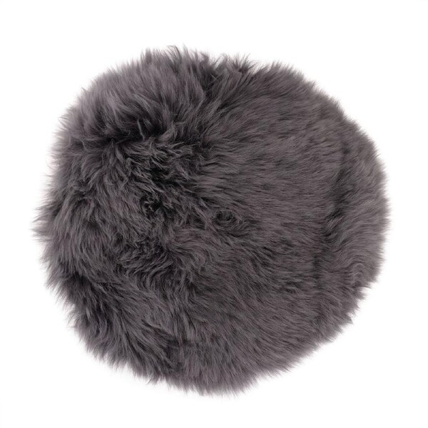 Round Chair Mat Long Wool - Steel - 37cm Diameter - Australian Merino Sheepskin