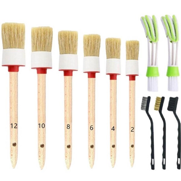 Nevenka 11 Pcs Car Detailing Brush Set for Cleaning Wheels Interior Exterior Leather-White