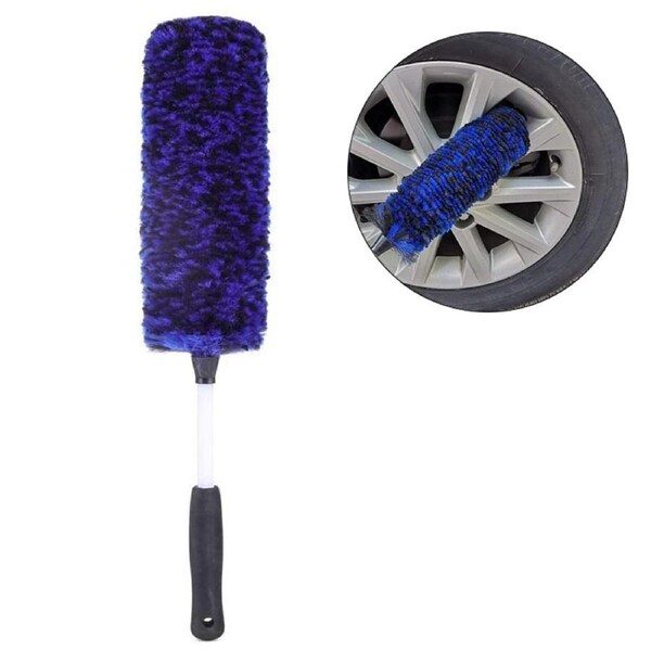 Nevenka Metal Free Wheel Cleaner Brush Highly Absorbent Tire Brush for Cleaning Tires and Rims-Blue