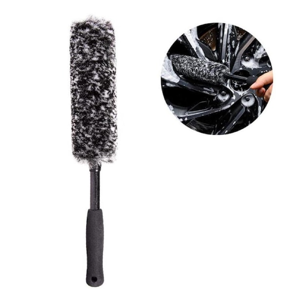 Nevenka Metal Free Wheel Cleaner Brush Highly Absorbent Tire Brush for Cleaning Tires and Rims-Black