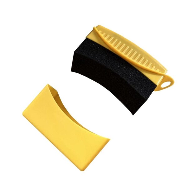 Nevenka Car Tire Wipe Arc Sponge with Lid Car Cleaning Tool-Yellow