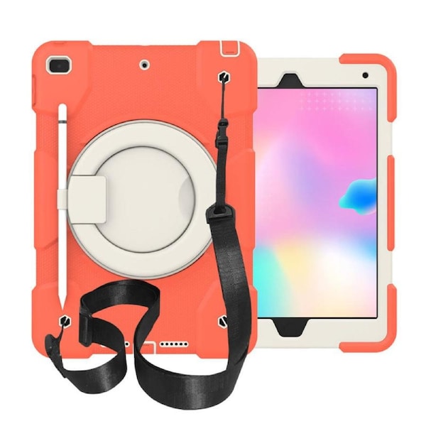 Nevenka iPad Case For iPad 10.2 with 360 Swivel Stand-Coral Orange