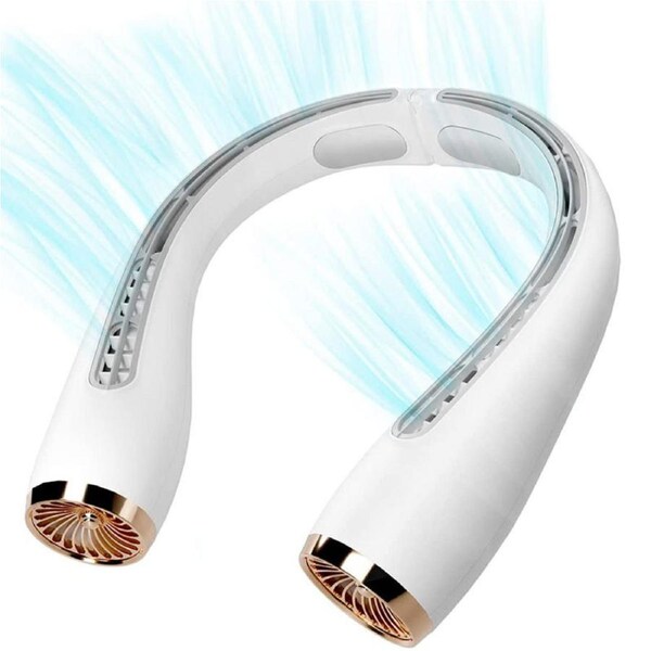 Nevenka 4000 mAh Portable Neck Fan 3 Speeds Strong Wind Neck Coolers-White