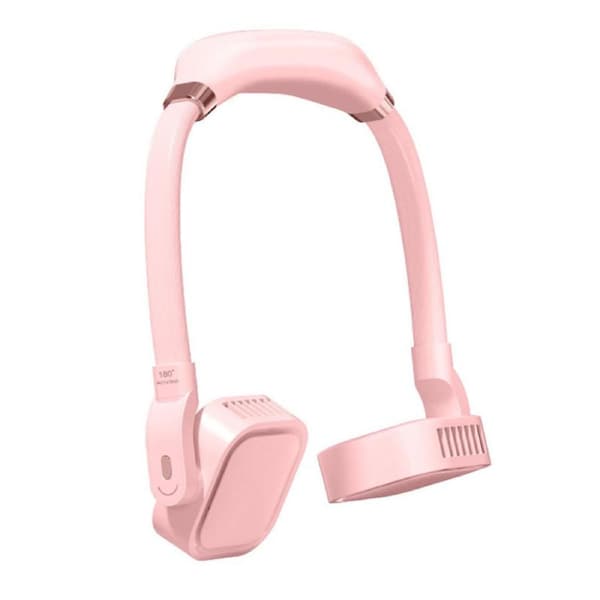 Nevenka 4000mAh Portable Bladeless Neck Fan 360 Adjustment Wearable Air Conditioner-Pink