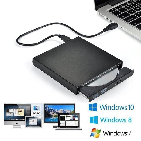 USB External CD DVD Portable Drive Writer Player For PC/Laptops Mac Windows AU