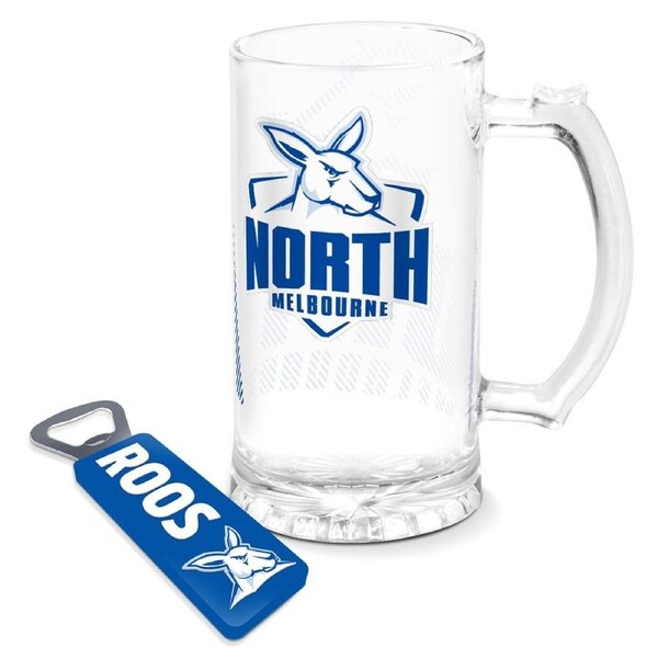 North Melbourne Kangaroos AFL Stein and Bottle Opener Pack